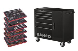 Bahco Gereedschapswagen &apos;classic&apos; C75 40" met 6 lades en opbergkast | zwart | gevuld 210-delig - 1475KXL6CBK-FF5