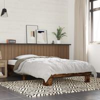 Bedframe bewerkt hout en metaal gerookt eikenkleurig 75x190 cm - thumbnail