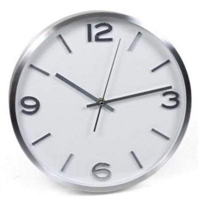 Wandklok basic - wit/zilver - 25 cm - aluminium