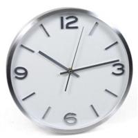 Wandklok basic - wit/zilver - 25 cm - aluminium