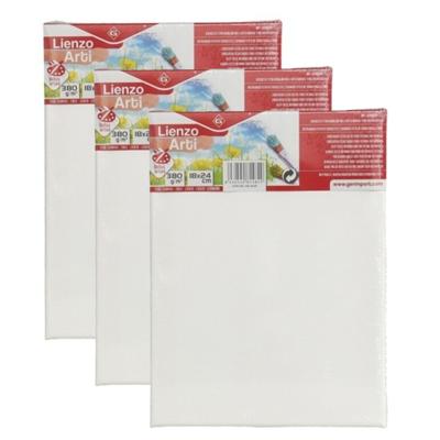 Gerimport Schilderdoek - 3x stuks - 24 x 18 cm - blanco canvas - rechthoekig - houten frame