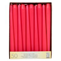 Dinerkaarsen/kandelaarkaarsen Mega pack - 50x stuks - fuchsia roze - Gotisch - 25 cm