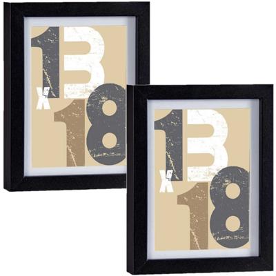 Fotolijst voor een foto van 13 x 18 cm/15 x 20 cm - 2x stuks - zwart - hout - passe partout