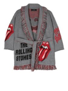 Alanui Kids cardigan en intarsia The Rolling Stones - Gris