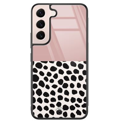 Samsung Galaxy S22 glazen hardcase - Pink dots