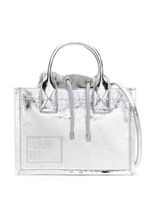 SANDRO logo-patch crinkled tote bag - Argent - thumbnail