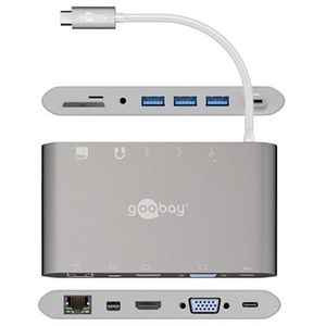 Goobay Alles-in-1 USB-C Multipoort Adapter - HDMI, MiniDP, 3 x USB 3.0