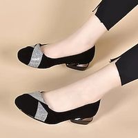 Dames Hoge hakken Platte schoenen Comfortabele schoenen Kantoor Dagelijks Sprankelend glitter Blok hiel Gepuntte Teen Ronde Teen Modieus Elegant Comfortabel Imitatiesuède Netstof Magische tape Zwart miniinthebox