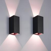 Set van 2 Smart WiFi+ Bluetooth LED Wandlamp Miles S - Dimbaar - 10 Watt - RGBWW - Up & Down light - IP65 - Zwart - Binnen en buiten