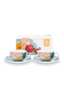 Pip Studio Set/2 Thee Kop & Schotel Royal Flowers 250ml