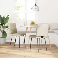 Eetkamerstoelen 2 st kunstleer crmekleurig