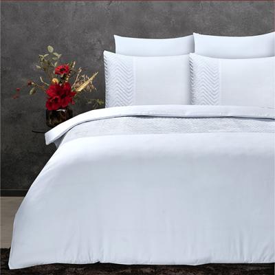 Dekbedovertrek Velvet Crossline Wit Effen 140x200 Cm Anti Allergie Sleeptime - Dekbed-Discounter.nl