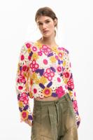 Multicolor gehaakte trui - WHITE - L