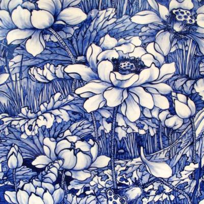 Paperdesign Servetten Delfs blauw - 20x stuks - 3 laags - 33 x 33 cm - bloemen