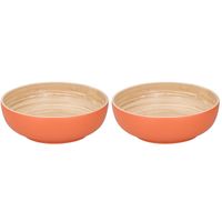 2x Bamboe serveerschalen oranje 25 cm