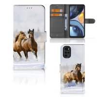 Motorola Moto G22 Telefoonhoesje met Pasjes Paarden