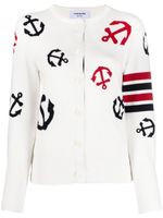 Thom Browne cardigan en maille intarsia - Blanc