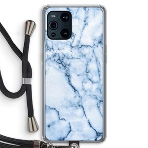 Blauw marmer: Oppo Find X3 Transparant Hoesje met koord