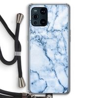 Blauw marmer: Oppo Find X3 Transparant Hoesje met koord