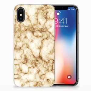 Apple iPhone X | Xs TPU Siliconen Hoesje Marmer Goud