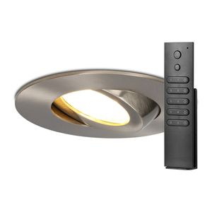 HOFTRONIC™ Set van 10 stuks LED inbouwspots Napels IP65 8 Watt 2700K dimbaar 360° kantelbaar RVS incl. afstandsbediening