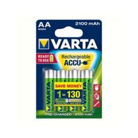 Varta Battery sales europe oplaadbare penlite batterij aa 2100mah nimh 1.2v per 4 op kaart