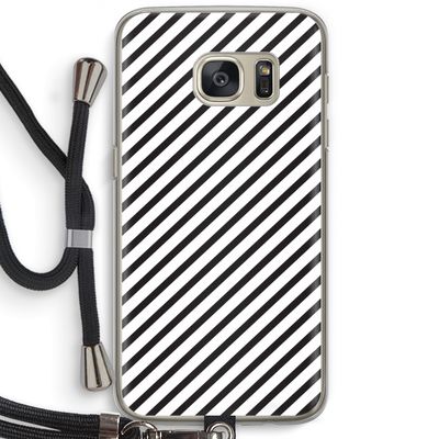 Strepen zwart-wit: Samsung Galaxy S7 Transparant Hoesje met koord