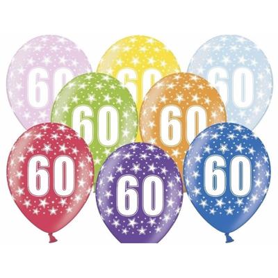 Verjaardag feest ballon - leeftijd 60 jaar - 18x stuks - ballonnen met sterretjes