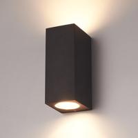 HOFTRONIC™ Selma - LED Wandlamp Zwart - Up & Down Light - Dimbaar - IP44 waterdicht - Excl. GU10 lichtbronnen - Voor binnen & buiten - Wandspot - Polycarbonaat