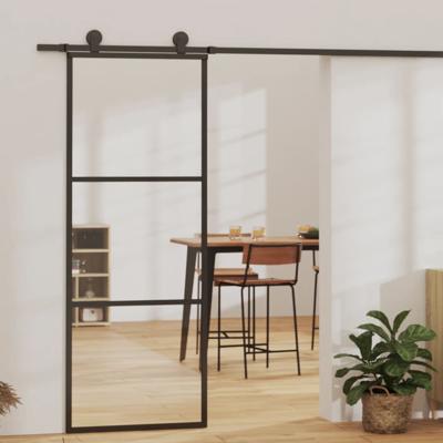 Schuifdeur 76x205 cm ESG-glas en aluminium zwart