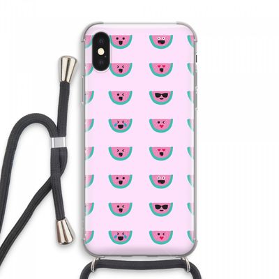 Smiley watermeloenprint: iPhone XS Max Transparant Hoesje met koord