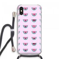 Smiley watermeloenprint: iPhone XS Max Transparant Hoesje met koord