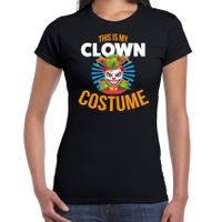 Clown costume halloween verkleed t-shirt zwart voor dames - thumbnail