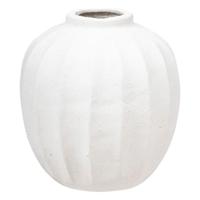 Bloemenvaas Amia - creme wit - kunststeen - D25 x H28 cm - ronde bol vormige vaas