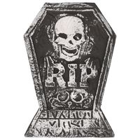Horror kerkhof decoratie grafsteen RIP met schedel 38 x 27 cm