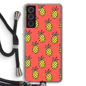 Ananas: Samsung Galaxy S21 FE Transparant Hoesje met koord
