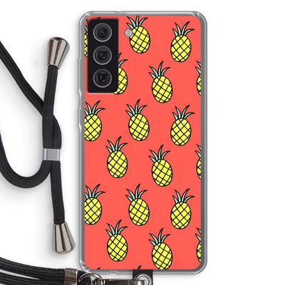 Ananas: Samsung Galaxy S21 FE Transparant Hoesje met koord