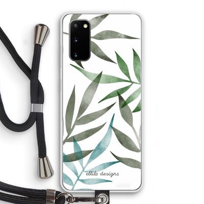 Tropical watercolor leaves: Samsung Galaxy S20 Transparant Hoesje met koord