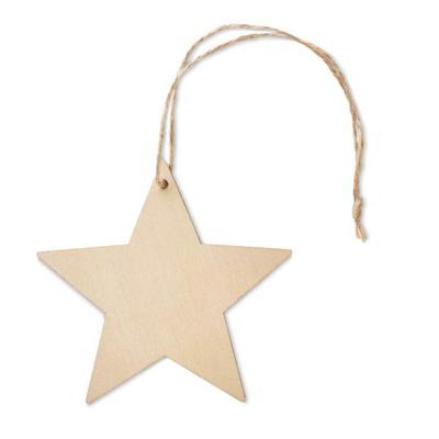 Houten Kerstster met touwtje
