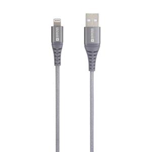Skross USB-kabel USB 2.0 USB-C stekker, Apple Lightning stekker 2.00 m Space grijs Rond, Flexibel, Stoffen mantel SKCA0016C-MFI200CN