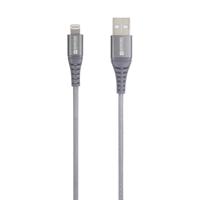 Skross USB-kabel USB 2.0 USB-C stekker, Apple Lightning stekker 2.00 m Space grijs Rond, Flexibel, Stoffen mantel SKCA0016C-MFI200CN - thumbnail