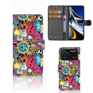 Xiaomi Poco X4 Pro 5G Wallet Case met Pasjes Punk Rock