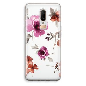 Geschilderde bloemen: OnePlus 6 Transparant Hoesje