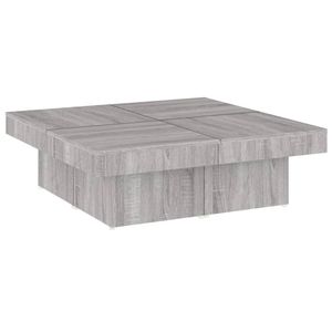 The Living Store Salontafel Grijs Sonoma Eiken - 90 x 90 x 28 cm - Klassiek Design