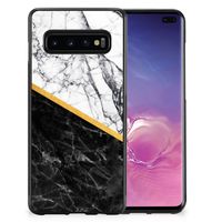 Samsung Galaxy S10+ Gripcase Marmer Wit Zwart - Origineel Cadeau Man - thumbnail