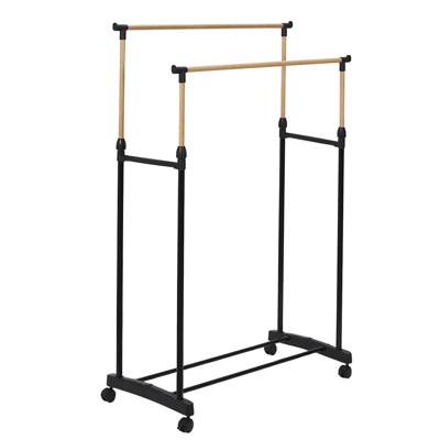 Mobiel kledingrek - verstelbaar - op wielen - zwart - 160cm -dubbelrek Mobiel kledingrek - verstelbaar - op wielen - zwart - 160cm -dubbelrek