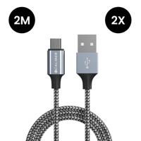 Caliber 2 x USB C Kabel - USB C naar USB A - 2 meter - 2 stuks in verpakking - Sterke Nylon oplaadkabel (CL-UC2-2PACK) - thumbnail