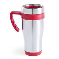 RVS thermosbeker/warmhoud koffiebeker - rood - 500 ml - Isoleerbekers/reisbekers - thumbnail