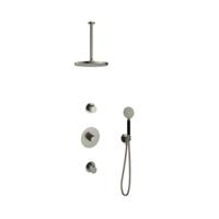 Hotbath Cobber - Inbouw Regendoucheset - Geborsteld Nikkel - 2 Stopkranen - Thermostatisch - Plafondbuis 30 cm - Hoofddouche 300 mm - Ronde Handdouche 3 Standen - Waterbesparend