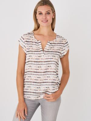 Top met gestreepte tie dye print en borstzakje